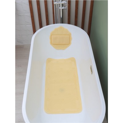 SPA-коврик для ванны с подушкой на присосках «Лотос», коврик 89×44 см, цвет бежевый
