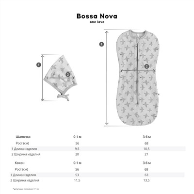 Комплект пелёнка-кокон и шапочка «Латте» Bossa Nova