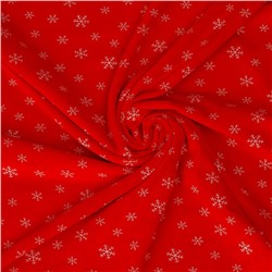 Лоскут Велюр на красном фоне, белые снежинки, 100 × 180 см