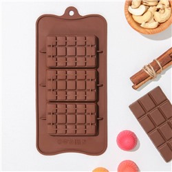 Форма для шоколада Доляна «Мини-десерт», силикон, 22×11×1 см, 3 ячейки (5×7,5×1,3 см), цвет коричневый