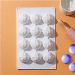 Форма для муссовых десертов и выпечки Доляна «Бабл», 29×18×3 см, 12 ячеек (5×4,5 см), цвет белый
