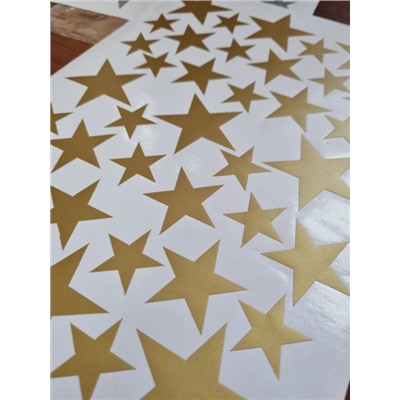 Набор многоразовых наклеек «Звезды» от 3 до 5 см (39 штук) Золото (1911)