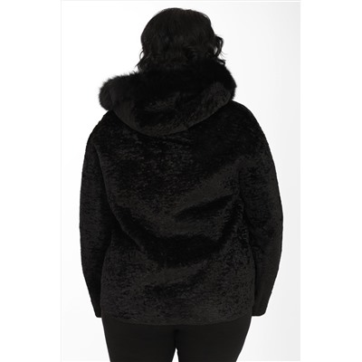 Куртка с капюшоном женская из искусственного меха черного цвета
