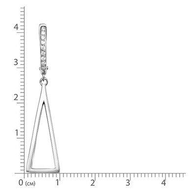 Серебряные серьги с бесцветными фианитами - 1129