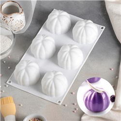 Форма для муссовых десертов и выпечки «Цветок», 30×17 см, 6 ячеек, цвет белый