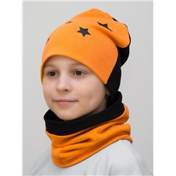 Комплект для мальчика шапка+снуд Double Stars (Цвет оранжевый), размер 52-54; 54-56,  хлопок 95%