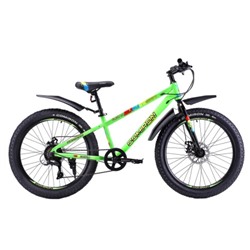 Велосипед 24"x3.0 рама 13" 21sp GT2407 G COMIRON FLASH, полуфэт, жёсткая вилка, зелёный микс