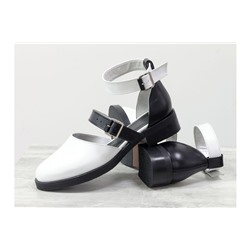 Стильные женские кожаные Туфли дерби белого и черного цвета, на удобном невысоком каблуке,  Д-23-34