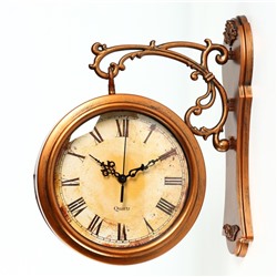 Часы настенные двусторонние, на подвесе "Сабатини", плавный ход, 35 х 30 см, циферблат 20 см