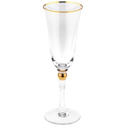 "Жаклин" Бокал стеклянный 220мл, д7,3см, h22,2см, для шампанского, тонкостенное, прозрачное стекло, отводка золотом (Китай) Цена указана за штуку. В коробке 4 штуки.