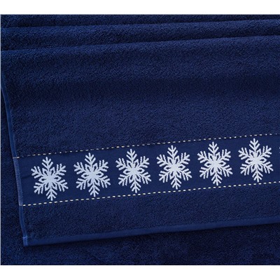 Полотенце махровое Снежинки синий Аиша Текс-Дизайн