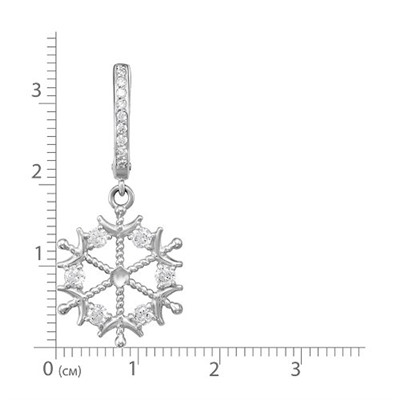 Серебряные серьги "Снежинки" с бесцветными фианитами - 954