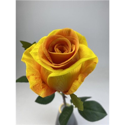 Роза силиконовая ароматизированная 55см, цвет оранжевый