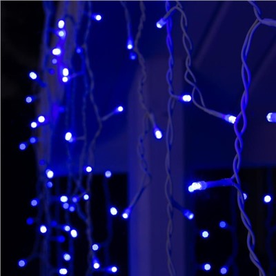 Гирлянда «Бахрома» 3 × 0.9 м, IP44, УМС, белая нить, 232 LED, свечение синее, 220 В