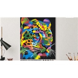 Картина по номерам на холсте 50х40 см. «Радужный леопард». TM Selfica