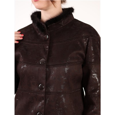 Куртка шоколадного цвета с меховой отделкой