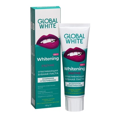 Зубная паста Global White, отбеливающая, экнзимное отбеливание, 100 г