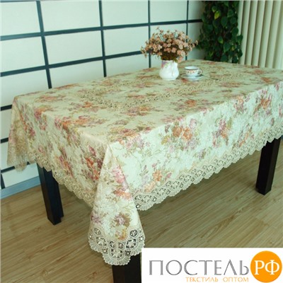 Скатерть "Карвен" цветная с гипюром 160*260 М 613-4 крем (арт. М 613-4)