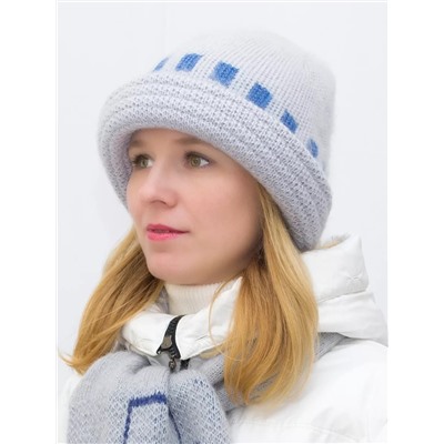 Комплект зимний женский шляпа+шарф Ариель (Цвет серый), размер 56-58, шерсть 70%