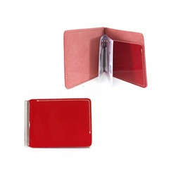 Зажим для купюр Premier-Z-933 натуральная кожа  (зажим-скрепка,  внешний карман д/карт)  красный гладкий (135)  232218
