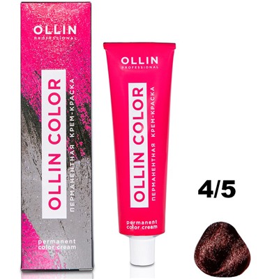 OLLIN COLOR Перманентная крем-краска для волос 4/5 шатен махагоновый 60 мл