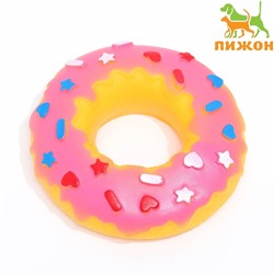 Игрушка пищащая "Пончик" для собак, 8,5 см, розовая