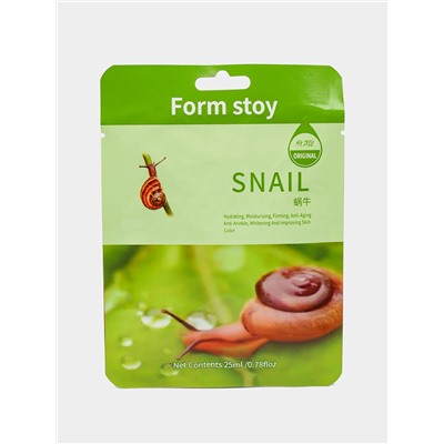 Тканевая маска для лица с муцином улитки Form Stoy Snail Mask (упаковка 10шт)