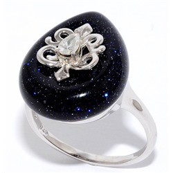 Серебряное кольцо c авантюрином и кубическим цирконием