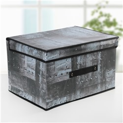 Короб для хранения с крышкой «Металлика», 40×31×25 см, цвет серый