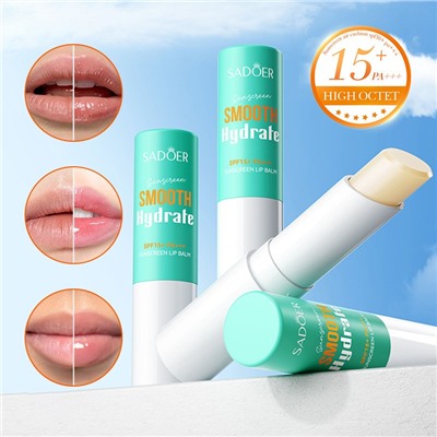 Бальзам для губ увлажняющий с защитой от ультрафиолета SPF15 Sadoer Lip Balm Sun Protection, 3 гр.