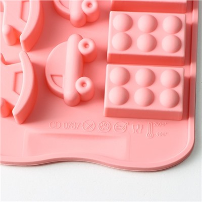 Форма для украшений Доляна «Детские игрушки», силикон, 21×11 см, 15 ячеек, цвет МИКС