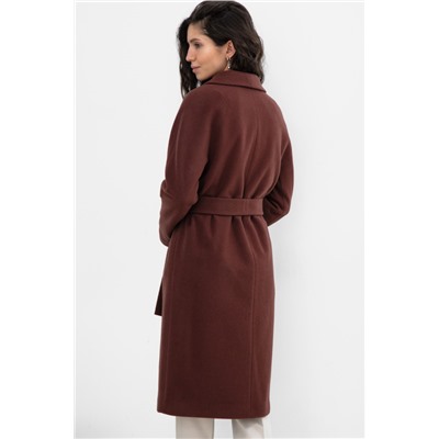Шерстяное пальто-шалька, коричневое. Арт. 507
