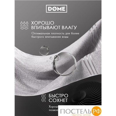 (1073) Набор из 8 полотенец (однотон) DOME Harmonika Махра 440 г/м2, 14-4002 Серебристо-серый (30х50-4 шт + 50х80-2 шт + 70х130-2 шт)