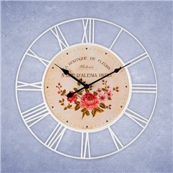 Часы настенные, серия: Интерьер, "Розы", плавный ход, d-45 см