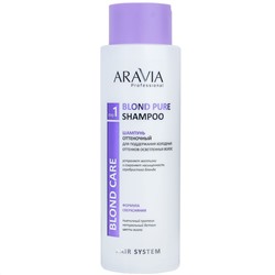 Шампунь оттеночный для поддержания холодных оттенков осветленных волос Blond Pure Shampoo Aravia, 400 мл
