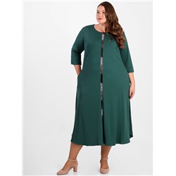 Платье женское трикотажное больших размеров зеленое