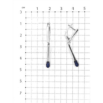 Серьги из серебра с синими фианитами родированные - Спички