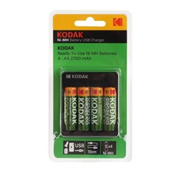 Зарядное устройство Kodak USB Overnight charger для AA + 4 аккумулятора AA 2700 мАч