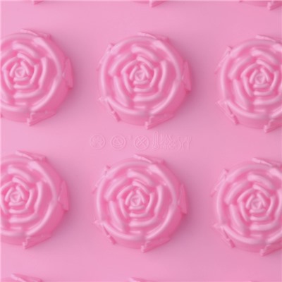 Форма силиконовая для выпечки Доляна «Цветы.Роза», 29,5×17,5 см, 15 ячеек (d=4,2 см), цвет МИКС