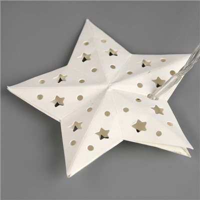 Гирлянда «Нить» 2 м с насадками «Звезда», IP20, прозрачная нить, 10 LED, свечение тёплое белое, AAх2, УЦЕНКА