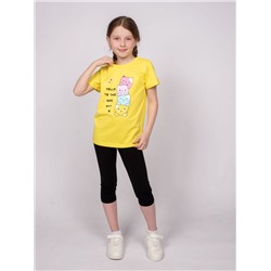 41139 Комплект для девочки (футболка+бриджи) желтый/черный Lets go