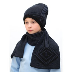 Комплект зимний для мальчика шапка+шарф Лекс (Цвет синий), размер 54-56