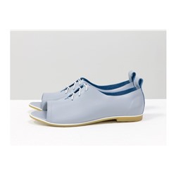 Невероятно легкие туфли с открытым носиком из натуральной кожи нежно голубого  цвета на светлой эластичной подошве, Т-17415-06