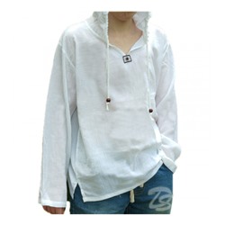 Хлопковая тайская рубашка с капюшоном Cotton White Shirt With Hood Style