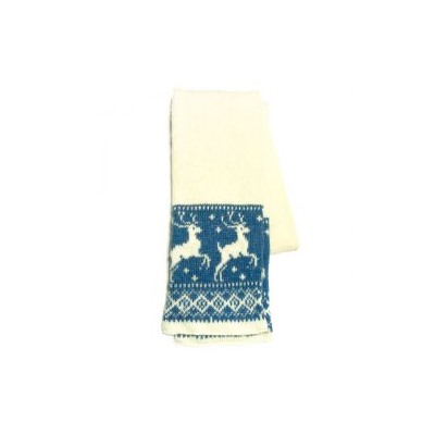 Терракотовые теплые шерстяные перчатки со снежинкой - 400.165