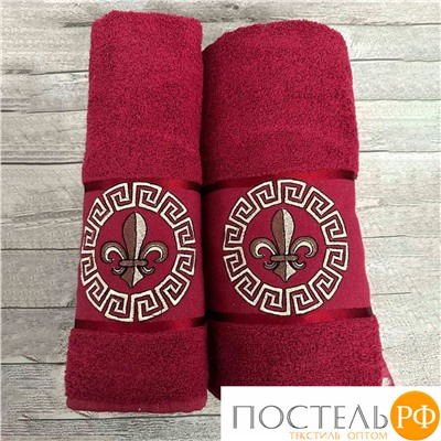 Т1006/SM01 Набор полотенец EFOR из 2-х пр. GREKLİ DAMASK (50*90,70*140) bordo бордовый