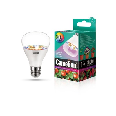 Лампа светодиодная для растений Camelion LED20-PL/BIO/E27 (Эл.лампа светодиодная для растений 20Вт 220В) /1/20/