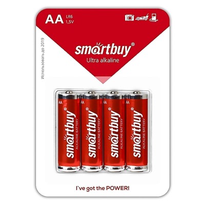 Батарейка AA Smart Buy LR6 (4-BL) (48/480) ЦЕНА УКАЗАНА ЗА 4 ШТ