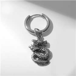 Пирсинг в ухо "Кольцо" дракон, d=18 мм, цвет серебро