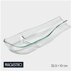 Блюдо стеклянное сервировочное Magistro «Авис», 32,5×10×3,8 см